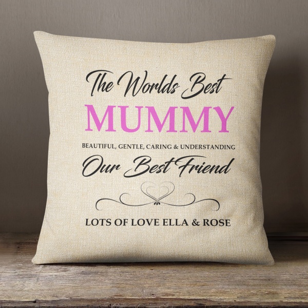 Luxury Personalised Cushion - Inner Pad Included - Worlds best Mummy
